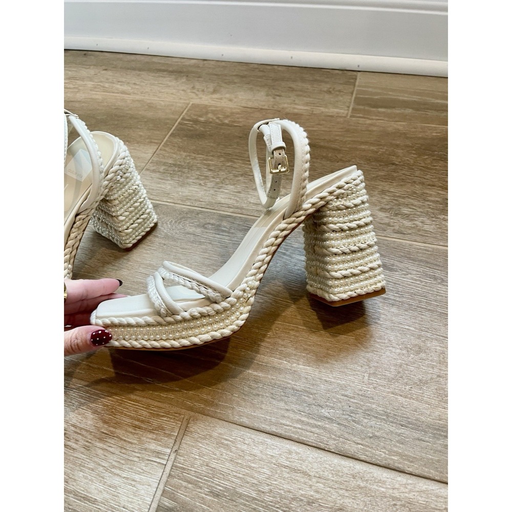Dolce Vita Women's Bone Leather Strappy Block Heel Ankle Strap Sandals 10